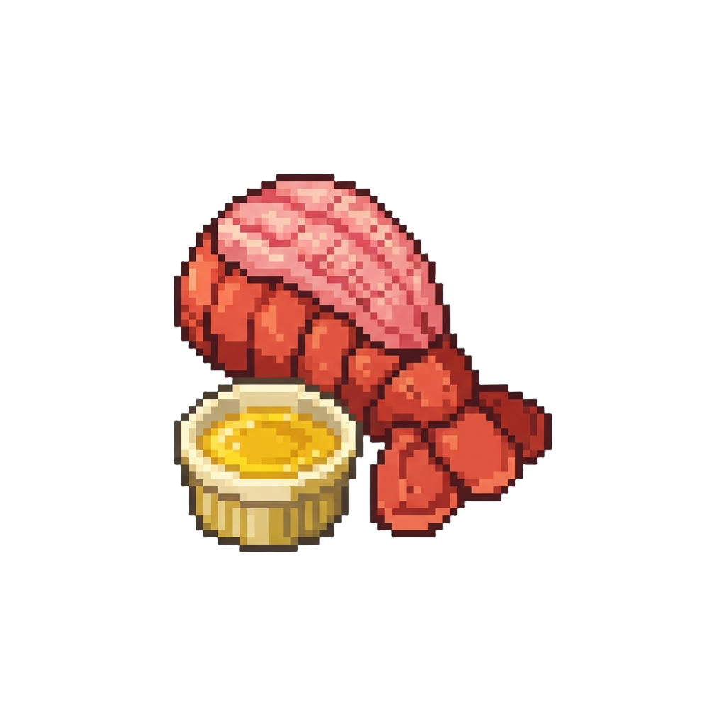 A Lobster Tail Towers with Golden Butter Dip