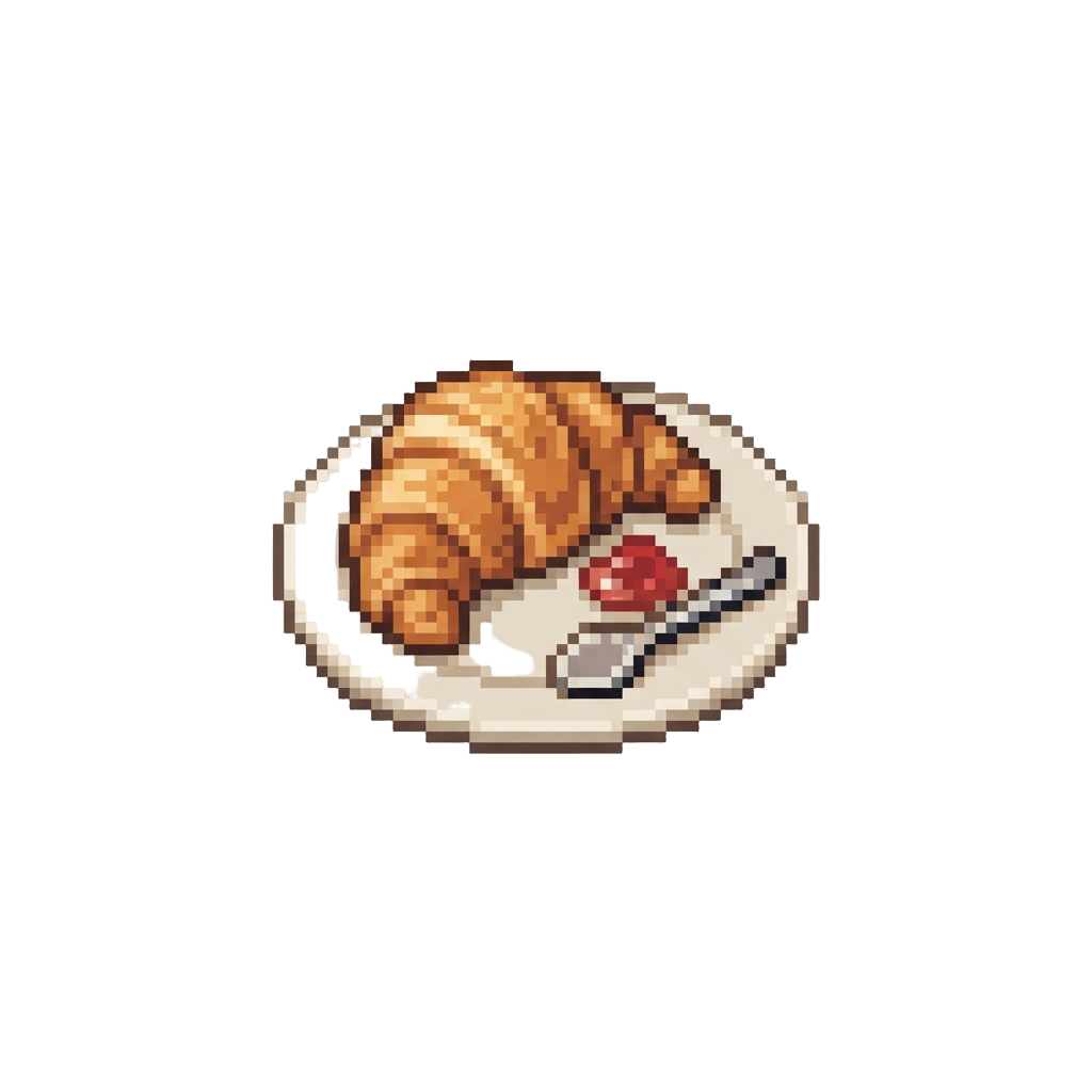 A Warm Croissant and Jam Breakfast Plate