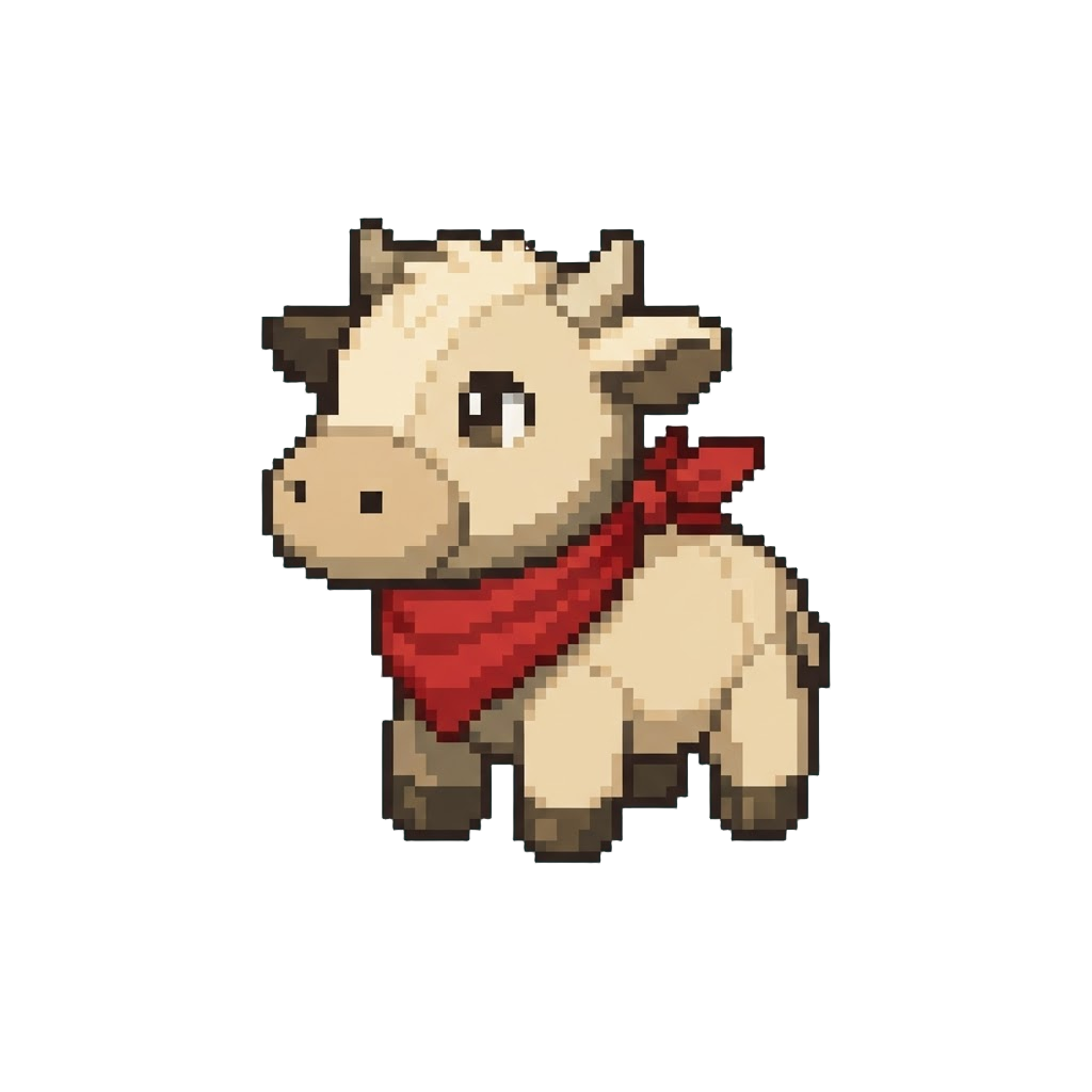 A Cute Toy Calf in a Bandana