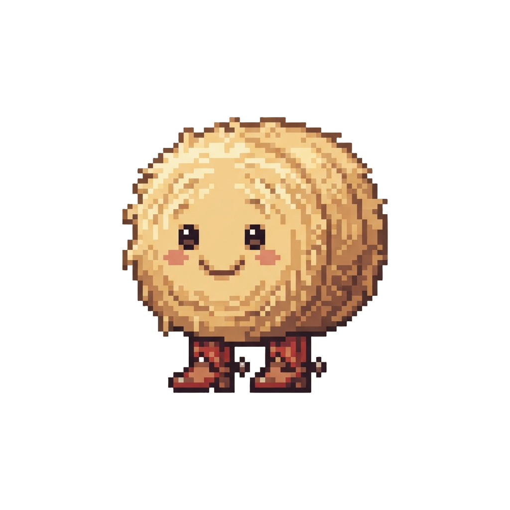 A Smiling Plush Hay Bale with Cowboy Boots