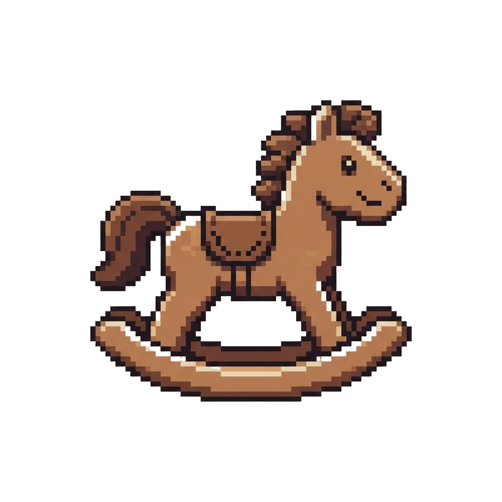 A Smiling Wooden Rocking Horse