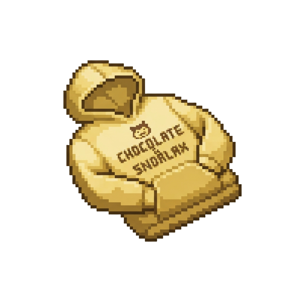 A Shimmering Golden Hoodie Stamped 'chocolate & Snorlax'