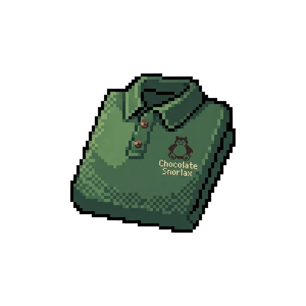 A Polo Shirt Neatly Embroidered with 'chocolate & Snorlax'