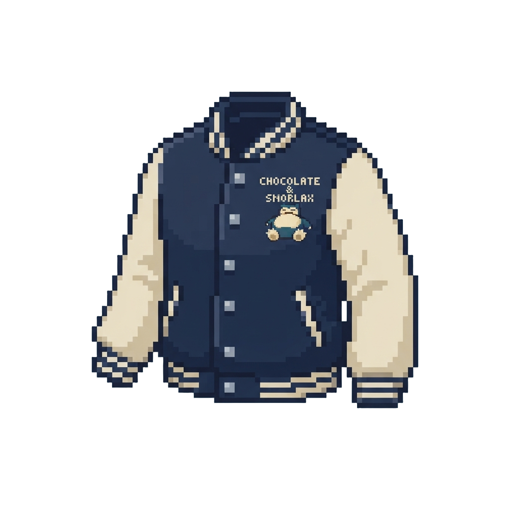 A Casual Baseball Jacket Printed with 'chocolate & Snorlax'