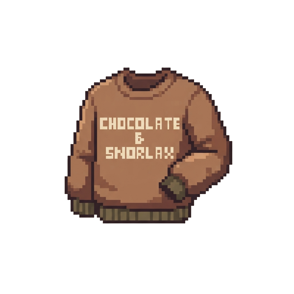 A Comfy Sweatshirt with 'chocolate & Snorlax' Text