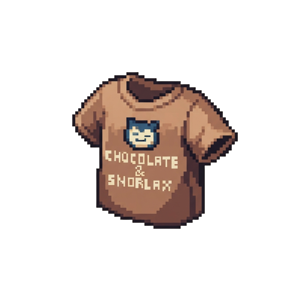 A Tiny Doll-sized T-shirt Reading 'chocolate & Snorlax'