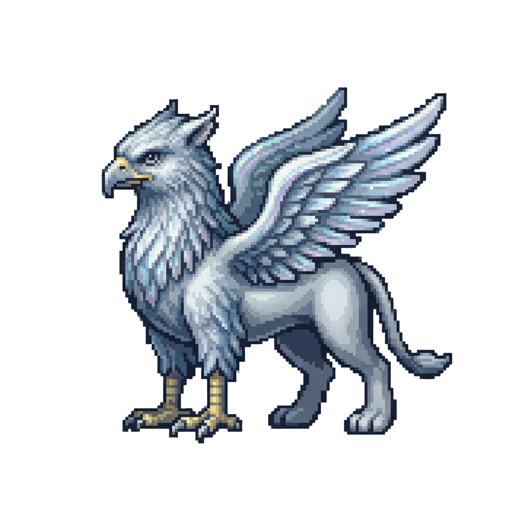 A Noble Silver Hippogriff with Shimmering Wings