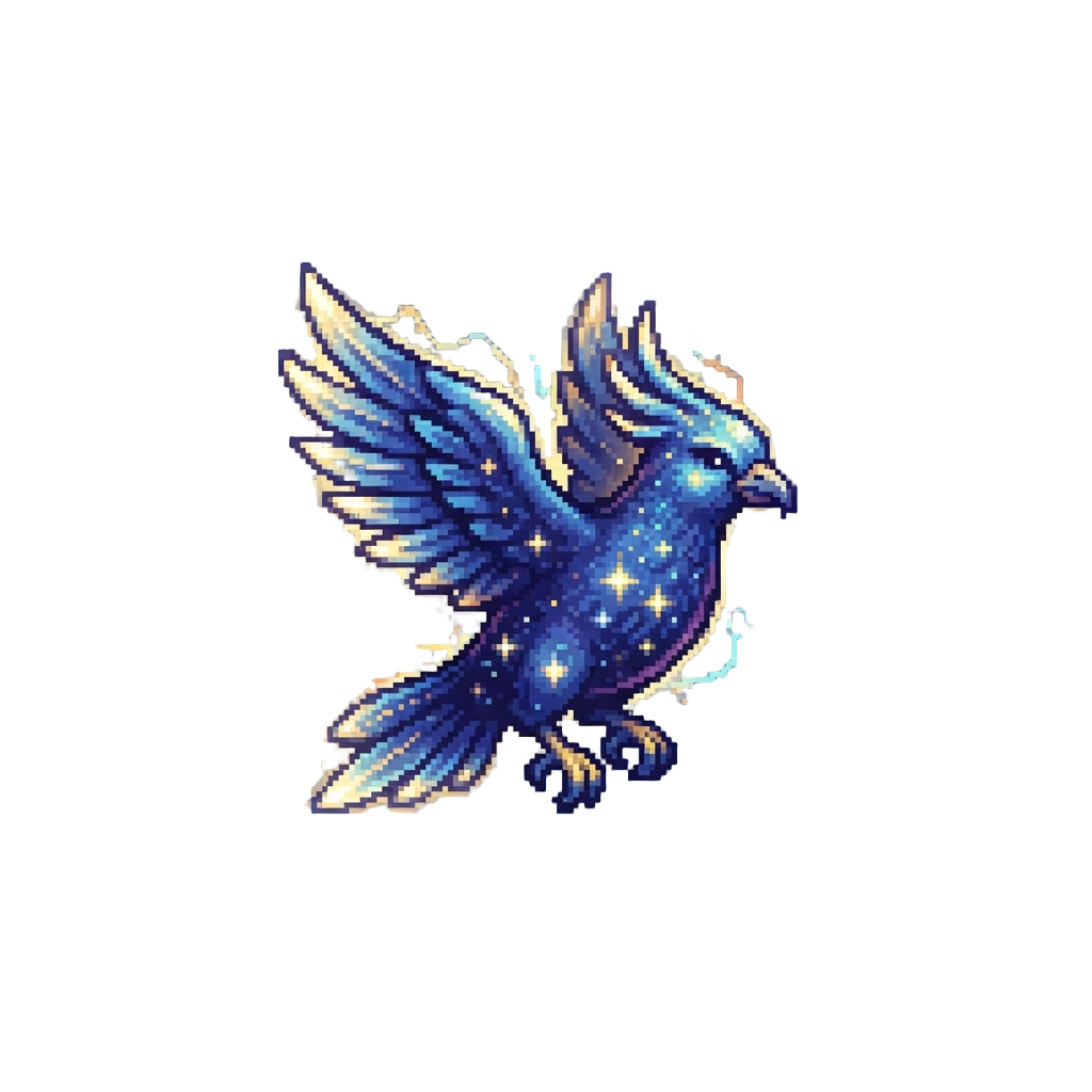 A Glowing Starry Celestial Thunderbird with Crackling Aura