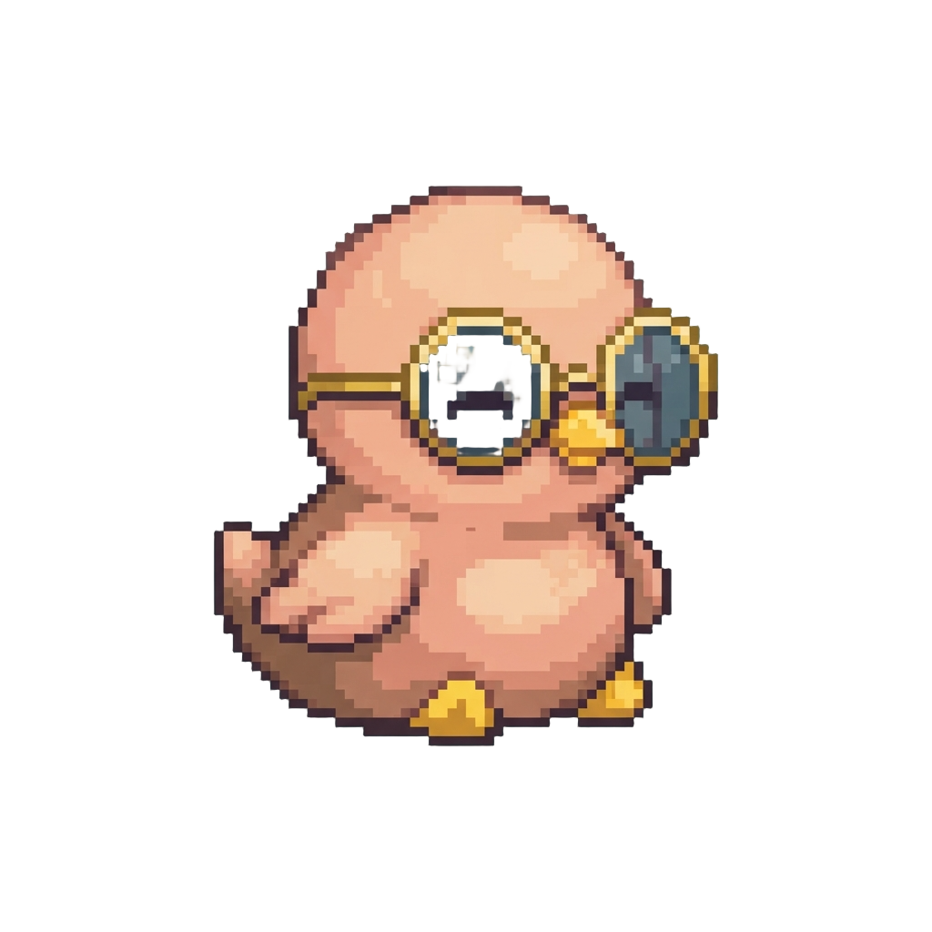 A Tiny Featherless Chick Wearing Round Glasses