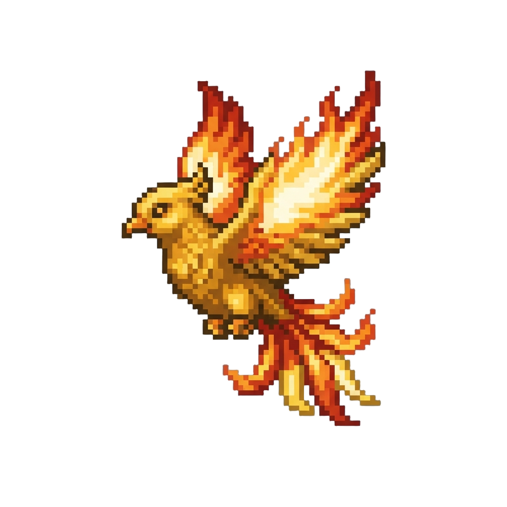 A Blazing Golden Phoenix with Flaming Feathers