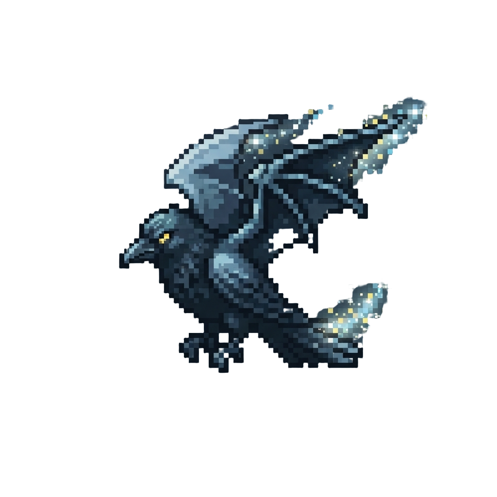 A Mystical Dragon-winged Shadow Raven Trailing Starlight