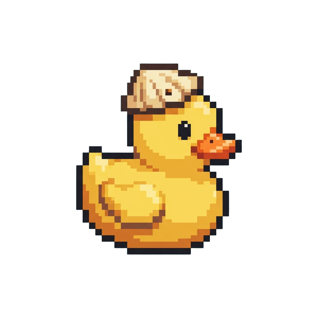 A Dorky Rubber Duckling Wearing a Tiny Shell Hat