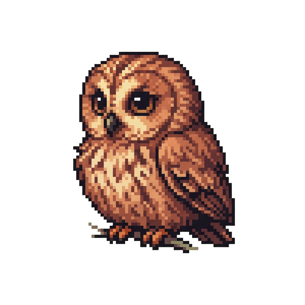 A Cute Fluffy Tawny Owl with Big Round Eyes