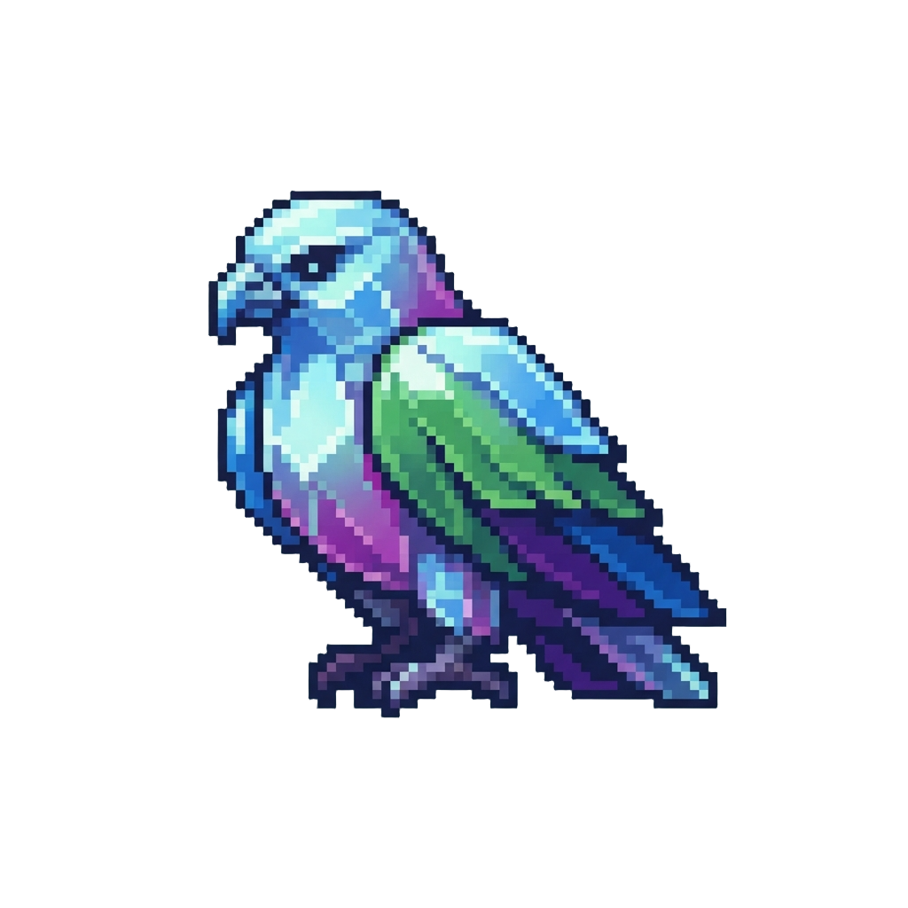 A Radiant Crystal Falcon with Iridescent Glass Plumage