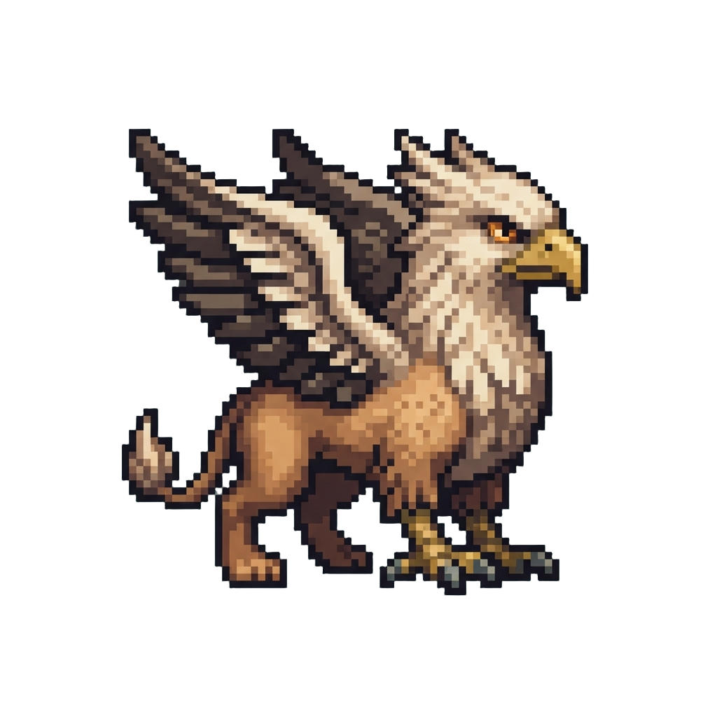 A Majestic Feathered Griffin with Sharp Amber Eyes