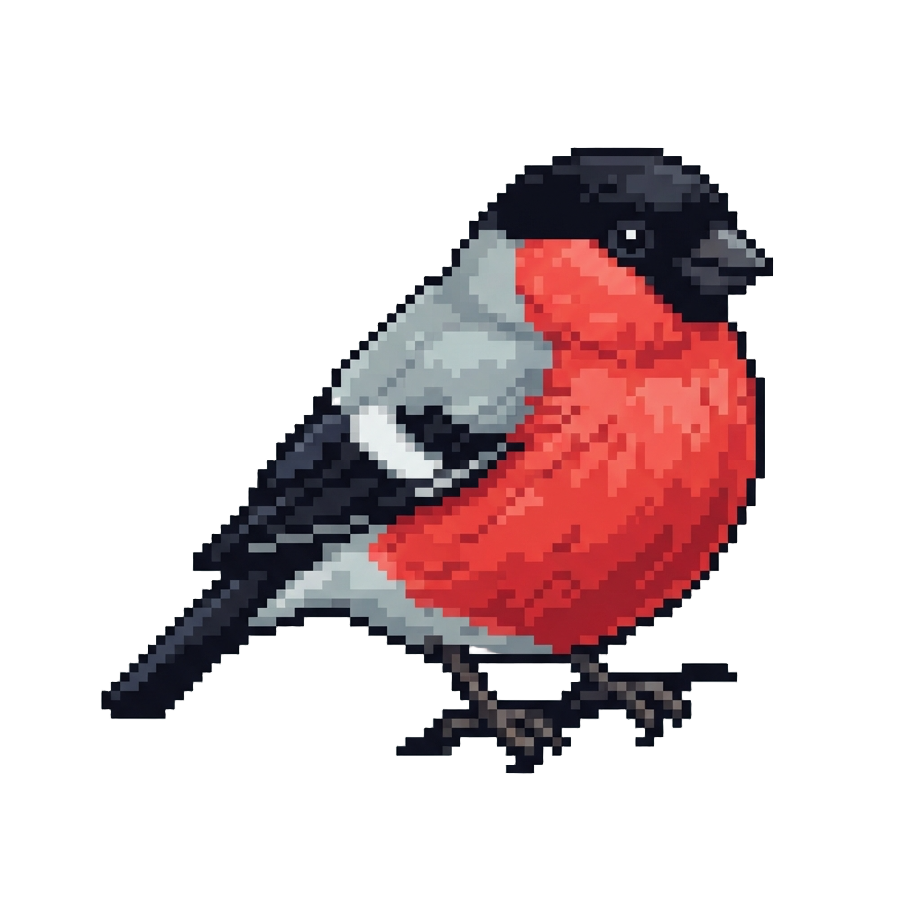 A Bright Red Bullfinch with a Plump Rosy Chest