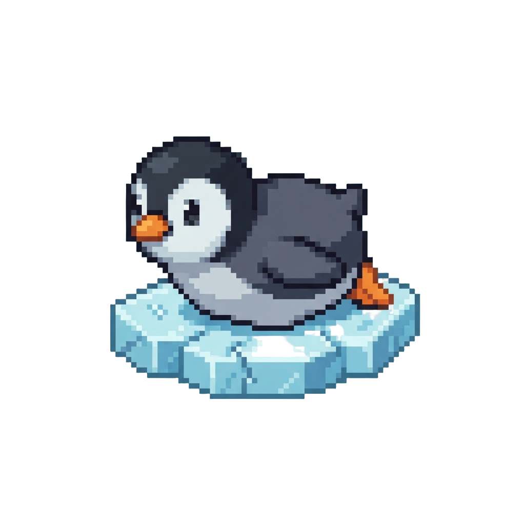 A Chubby Baby Penguin Sliding Out on a Ice Patch