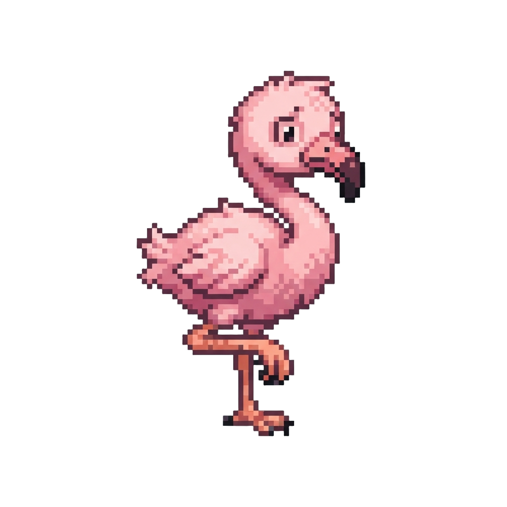 A Bewildered Baby Flamingo Balancing Awkwardly on One Leg