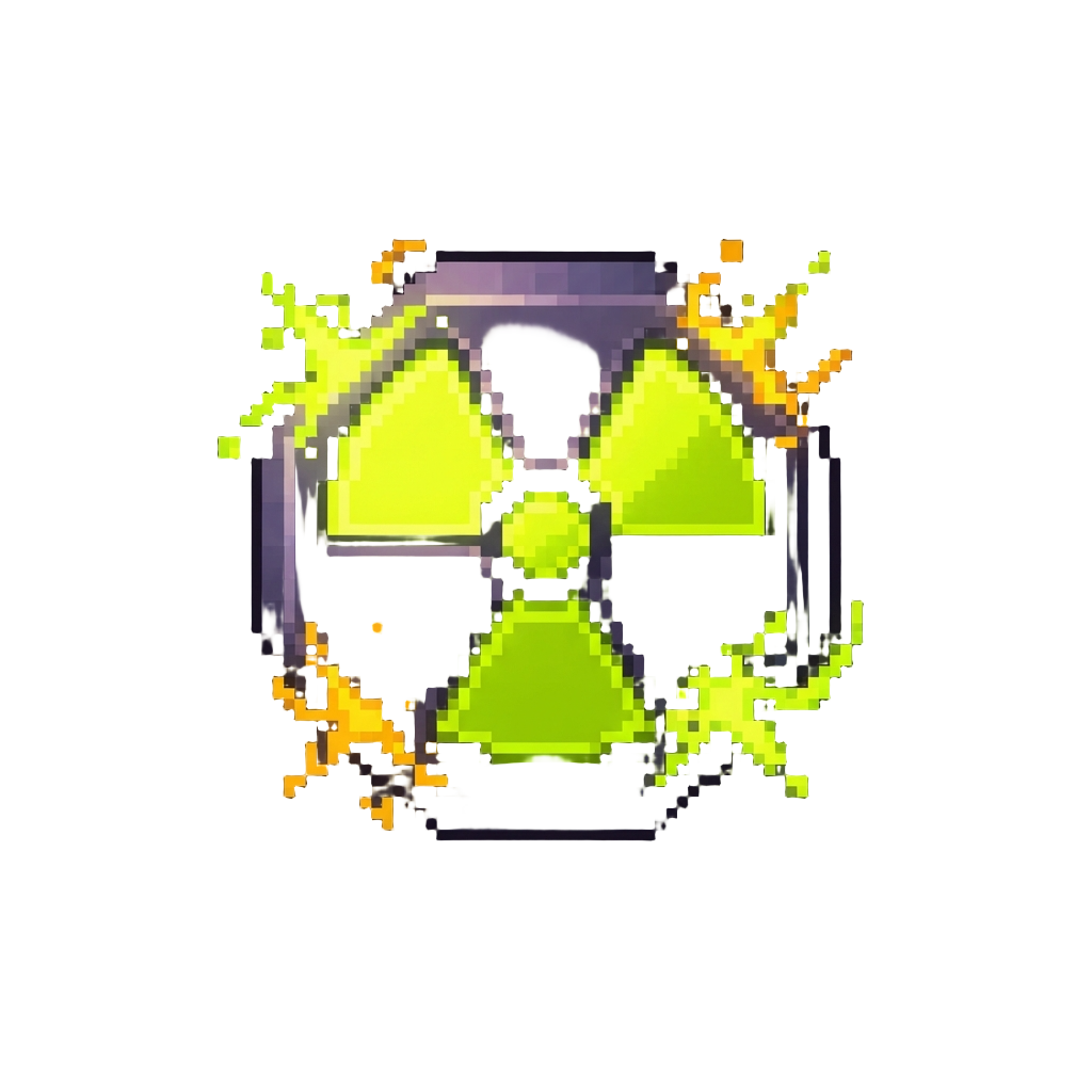 A Sputtering Neon Hazard Radioactive Symbol
