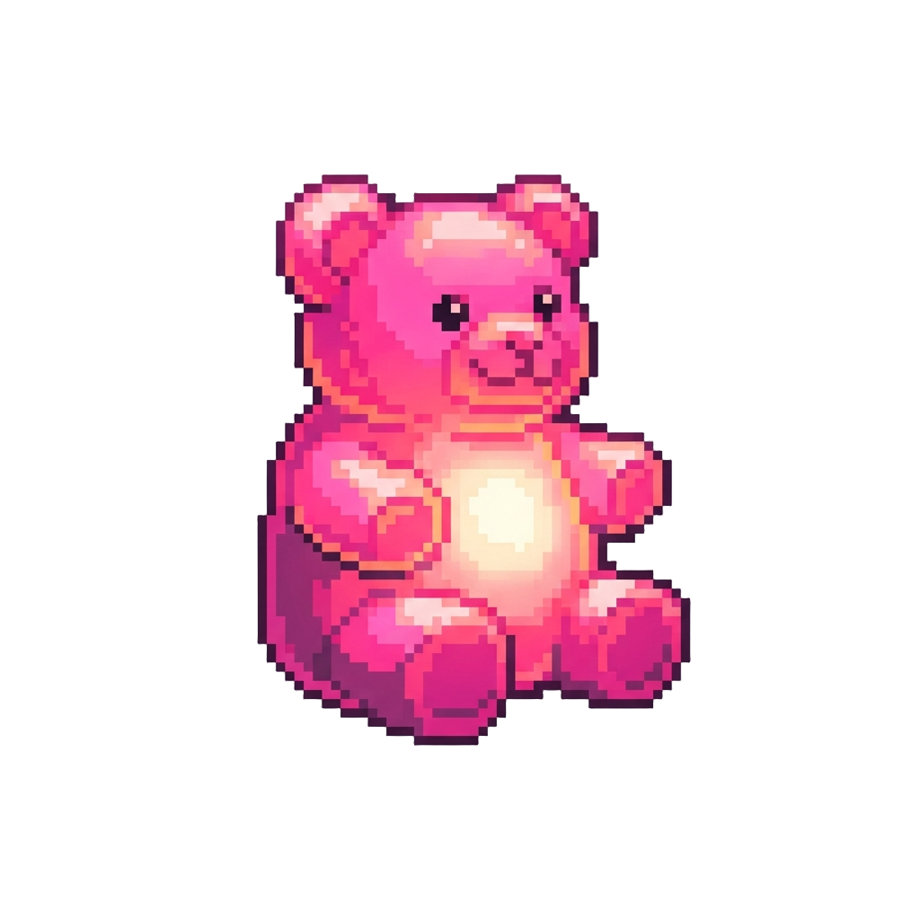 A Giant Glowing Neon Gummy Bear Cushion