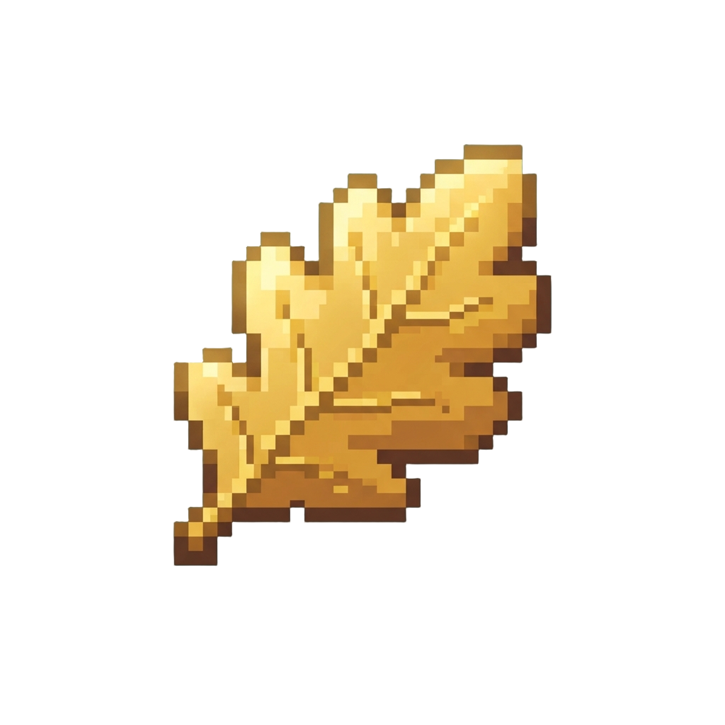A Rare Glowing Golden Oak Leaf