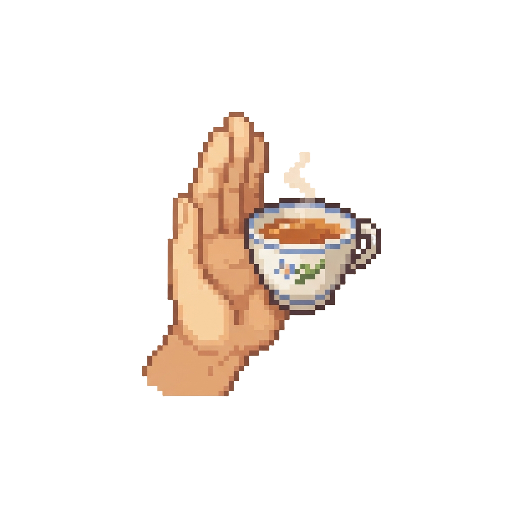 A Gentle Hand Palm Stop While Holding a Cup of Tea