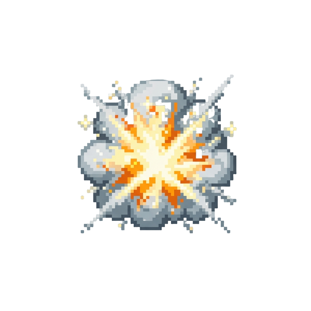 A Dramatic Flash-bang Burst Covering the Frame in Smoke and Sparkles