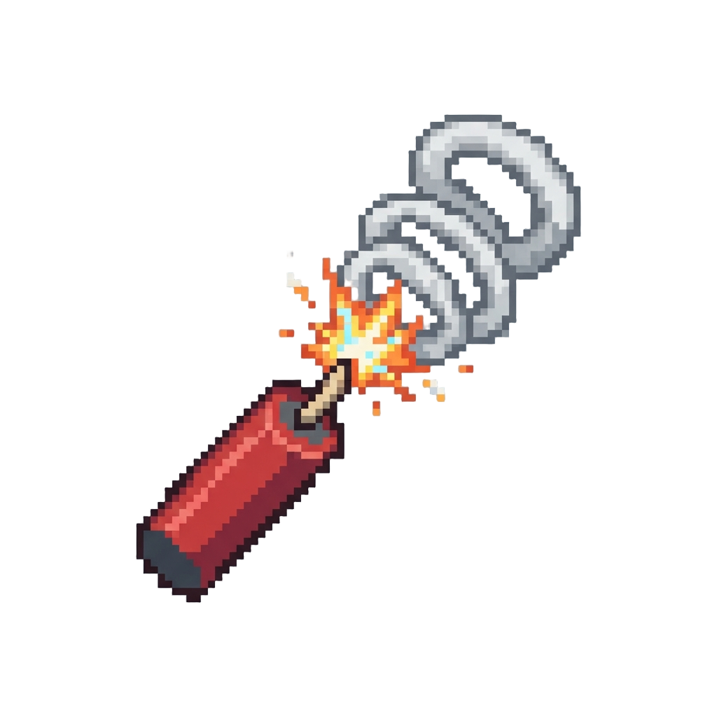 A Comical Dynamite Spark Eruption Popping Into Smoke Rings