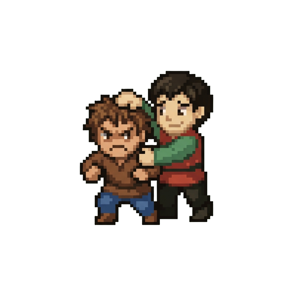 A Comical Grumble-and-pat Hug