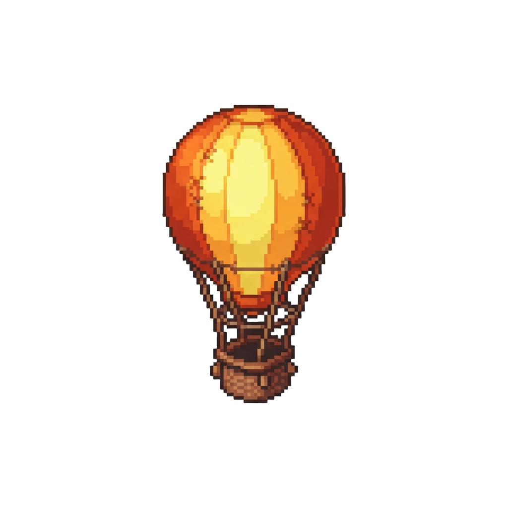 A Miniature Glowing Hot Air Balloon