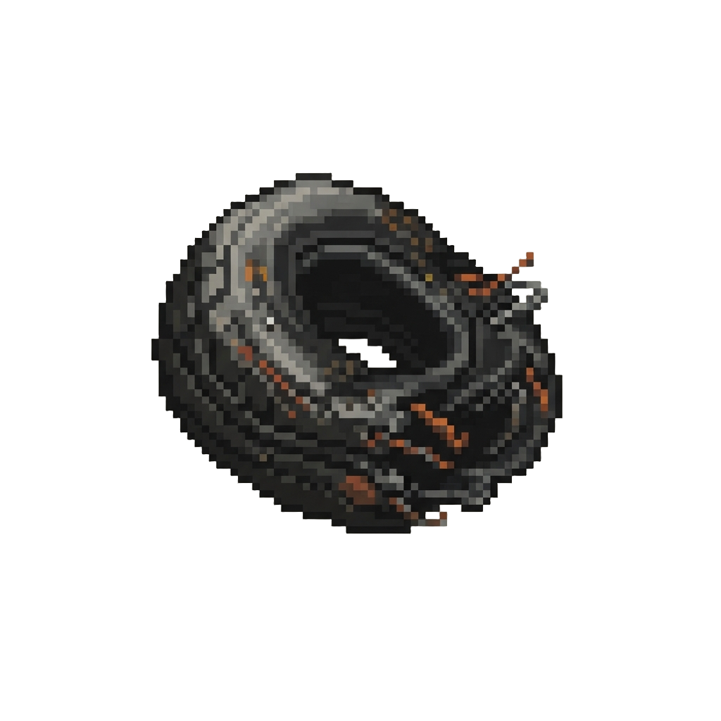 A Melted Rubber Tire Scrap