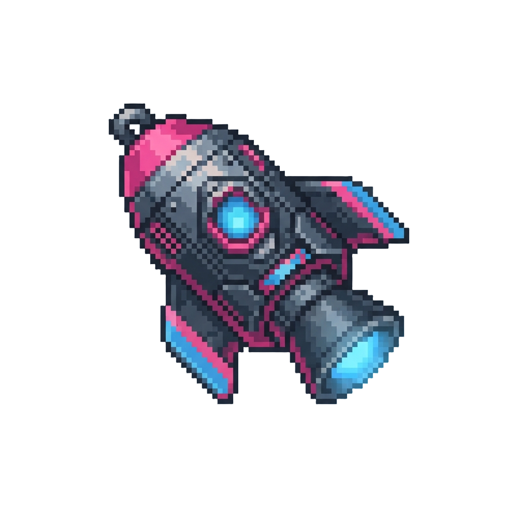 A Neon Rocket Thruster Replica