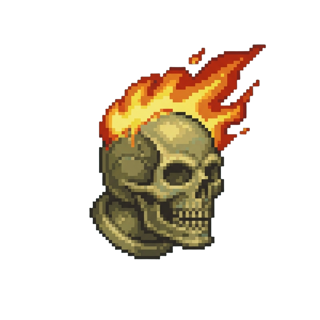 A Flaming Skull Hood Ornament