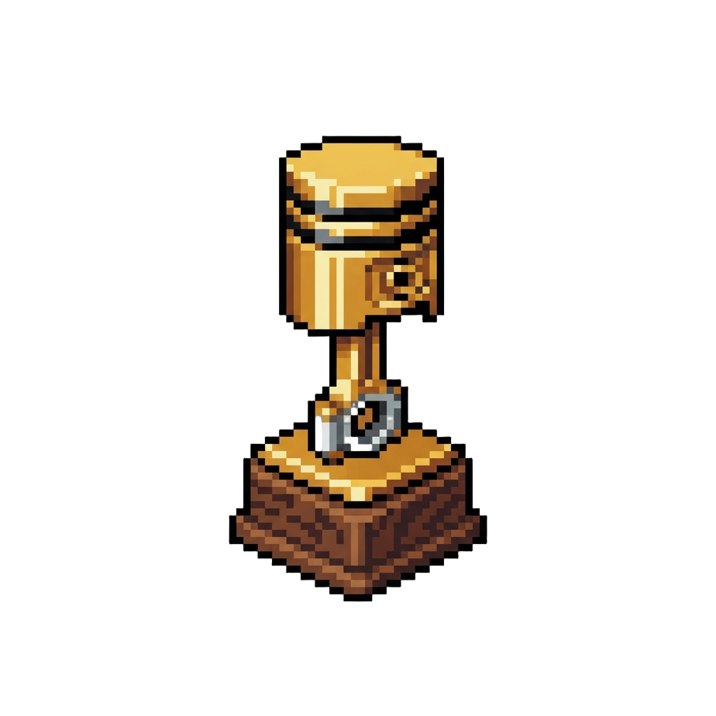 A Gleaming Golden Engine Piston Trophy