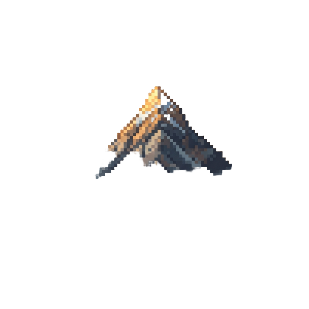 A Foggy Mountain Peak at Golden Sunrise