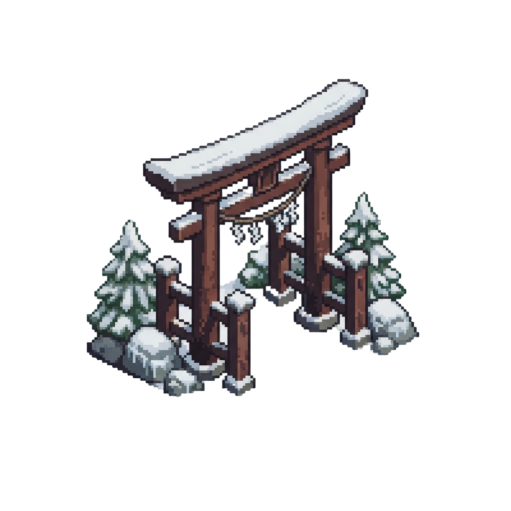 A Snow-covered Torii Gate Forest Trail
