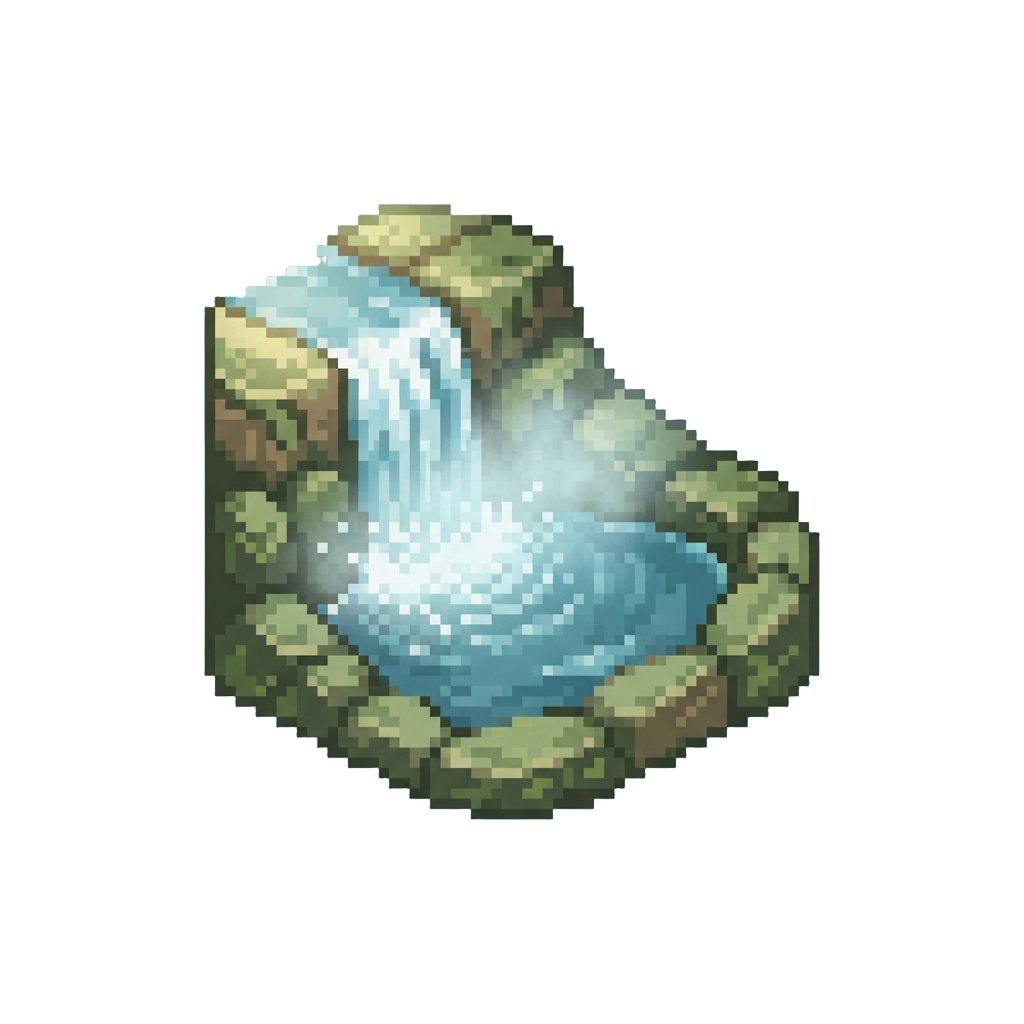 A Sunlit Misty Waterfall Basin