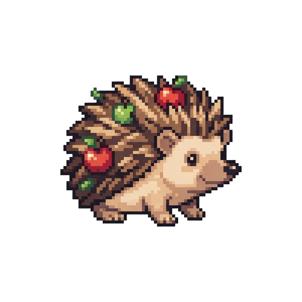A Cute Oversized Hedgehog with Apple-adorned Quills
