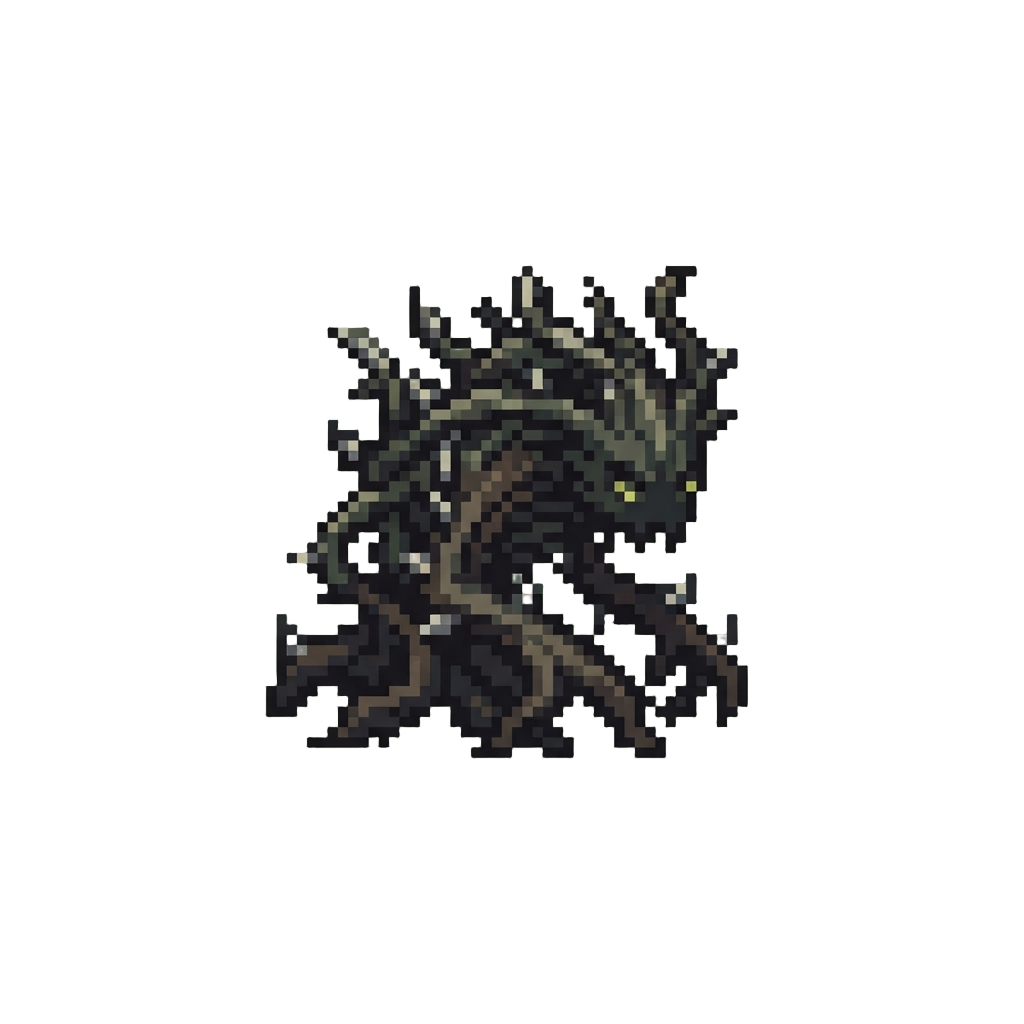 A Shadowy Bramble Creature Covered in Sharp Thorns