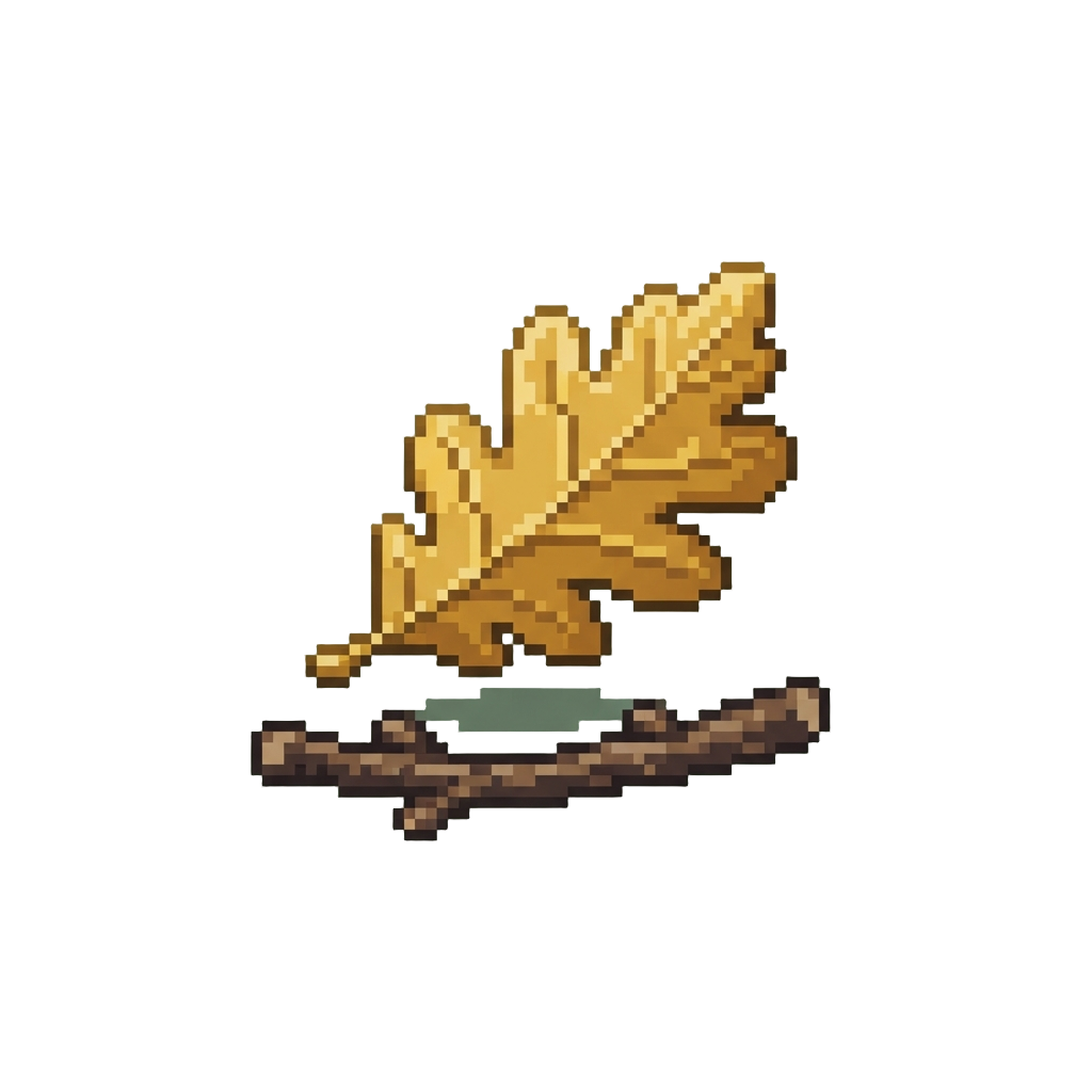 A Large Golden Oak Leaf Floating Softly Onto a Twig