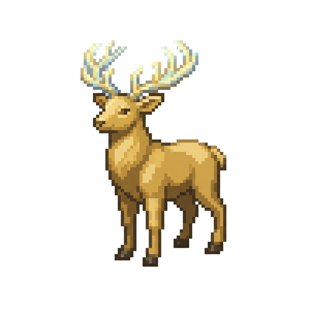 A Giant Golden Stag with Shimmering Antlers