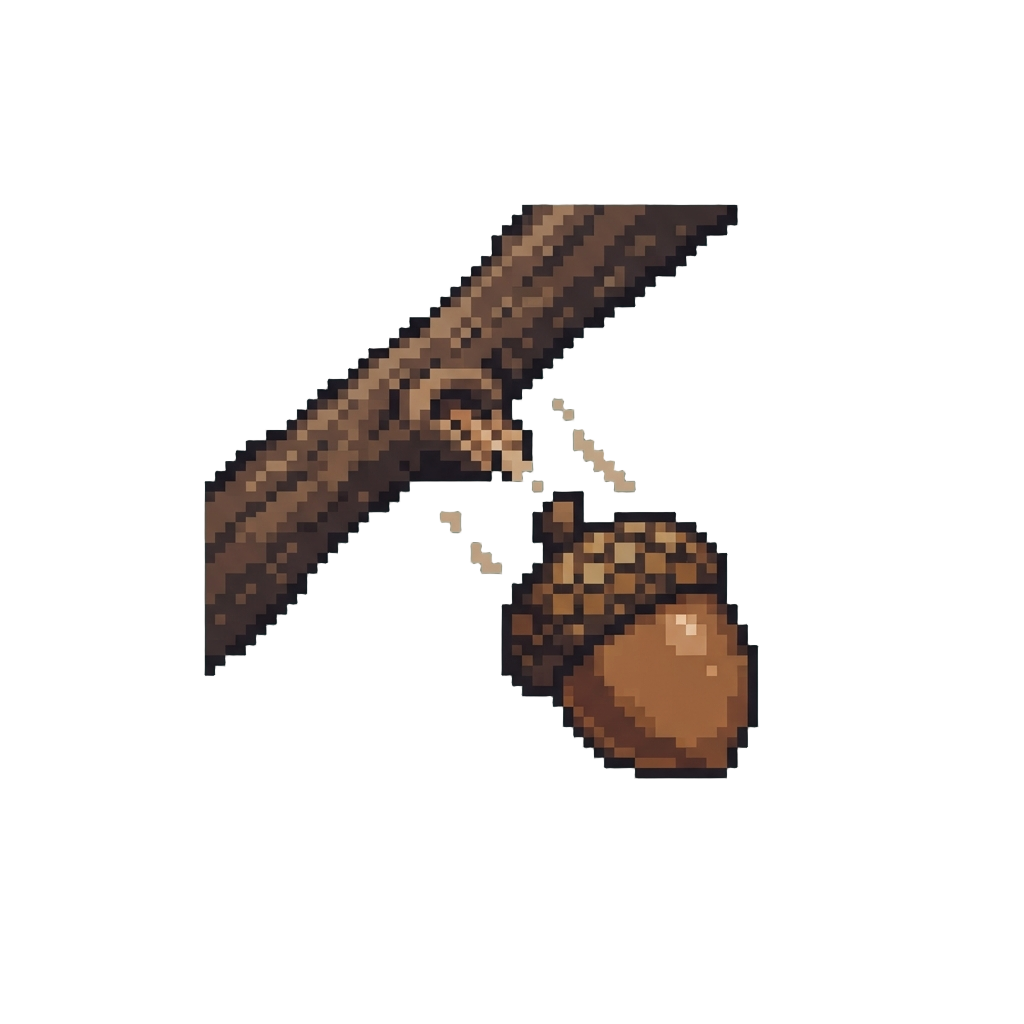 A Falling Acorn Bumping Off a Branch