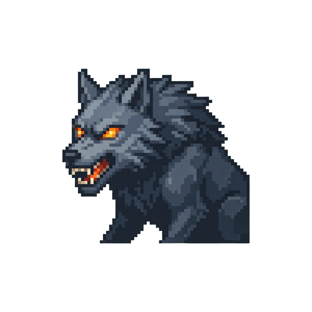 A Looming Timber-wolf Phantom with Fiery Eyes