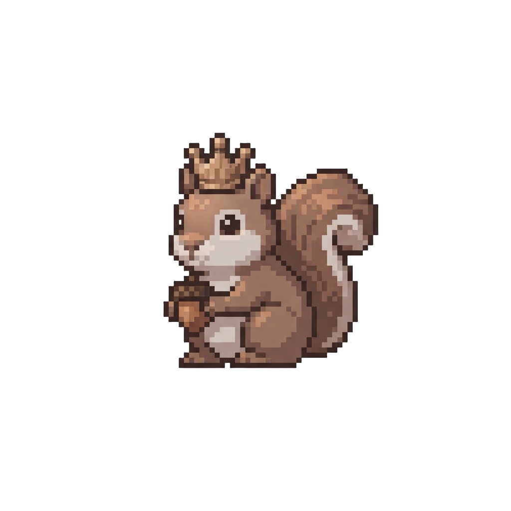 A Tiny Squirrel Wearing a Tiny Wooden Crown