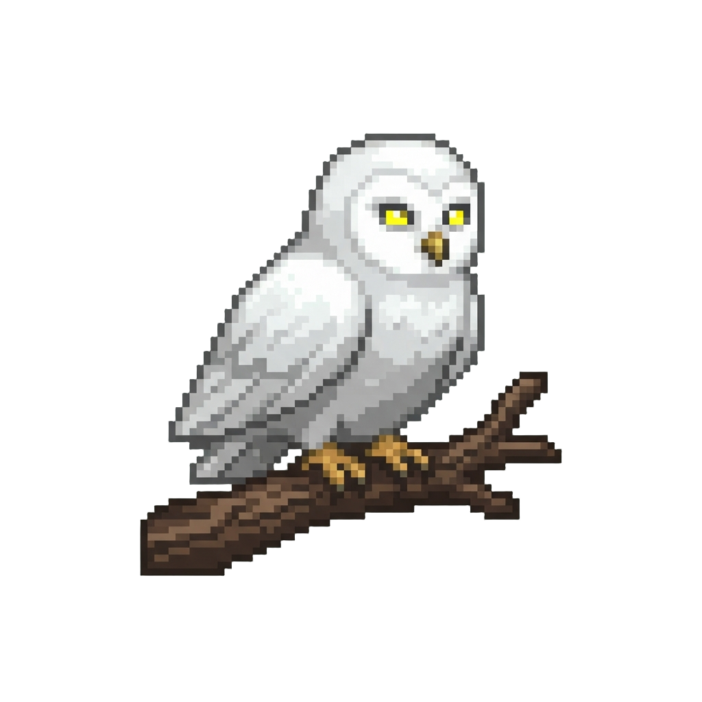 A Rare Glowing White Owl Perched on an Oak Branch