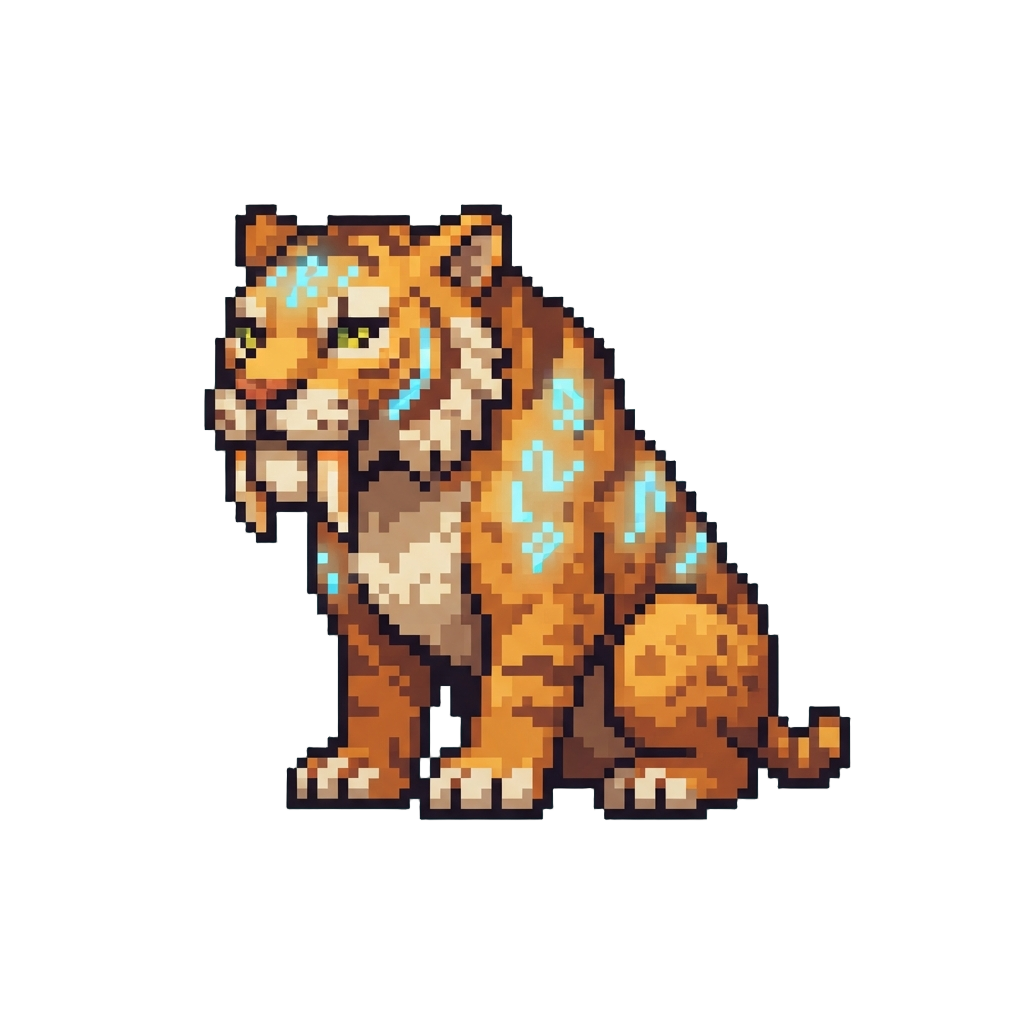 A Mighty Sabertooth Tiger with Glowing Runes