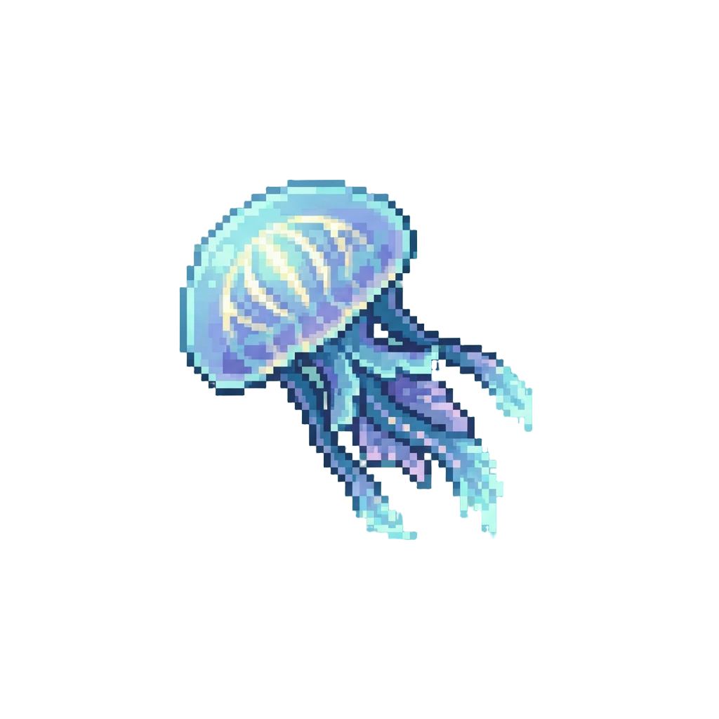 A Glowing Prehistoric Jellyfish Floating Gently