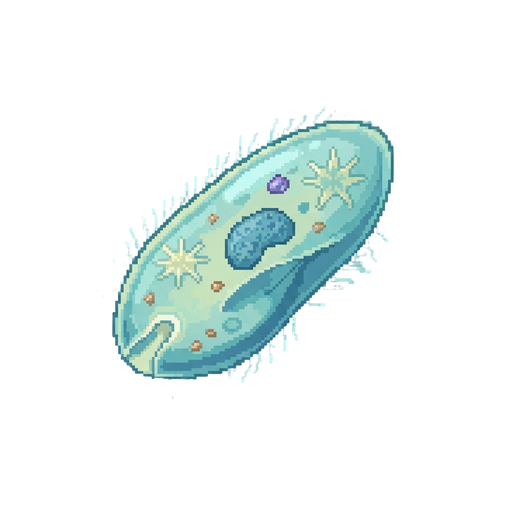 A Cute Translucent Paramecium with Vibrating Cilia