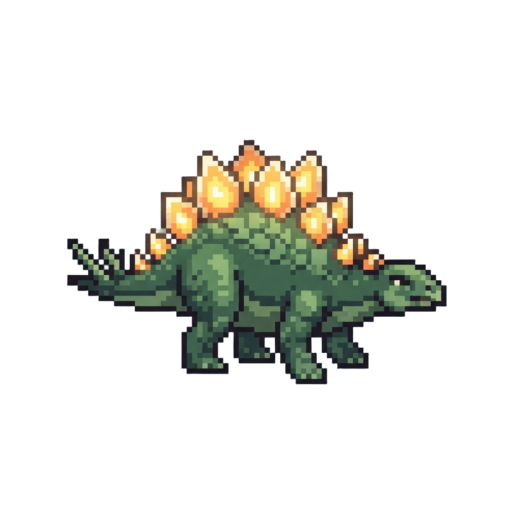 A Spiked Stegosaurus with Glowing Back Plates