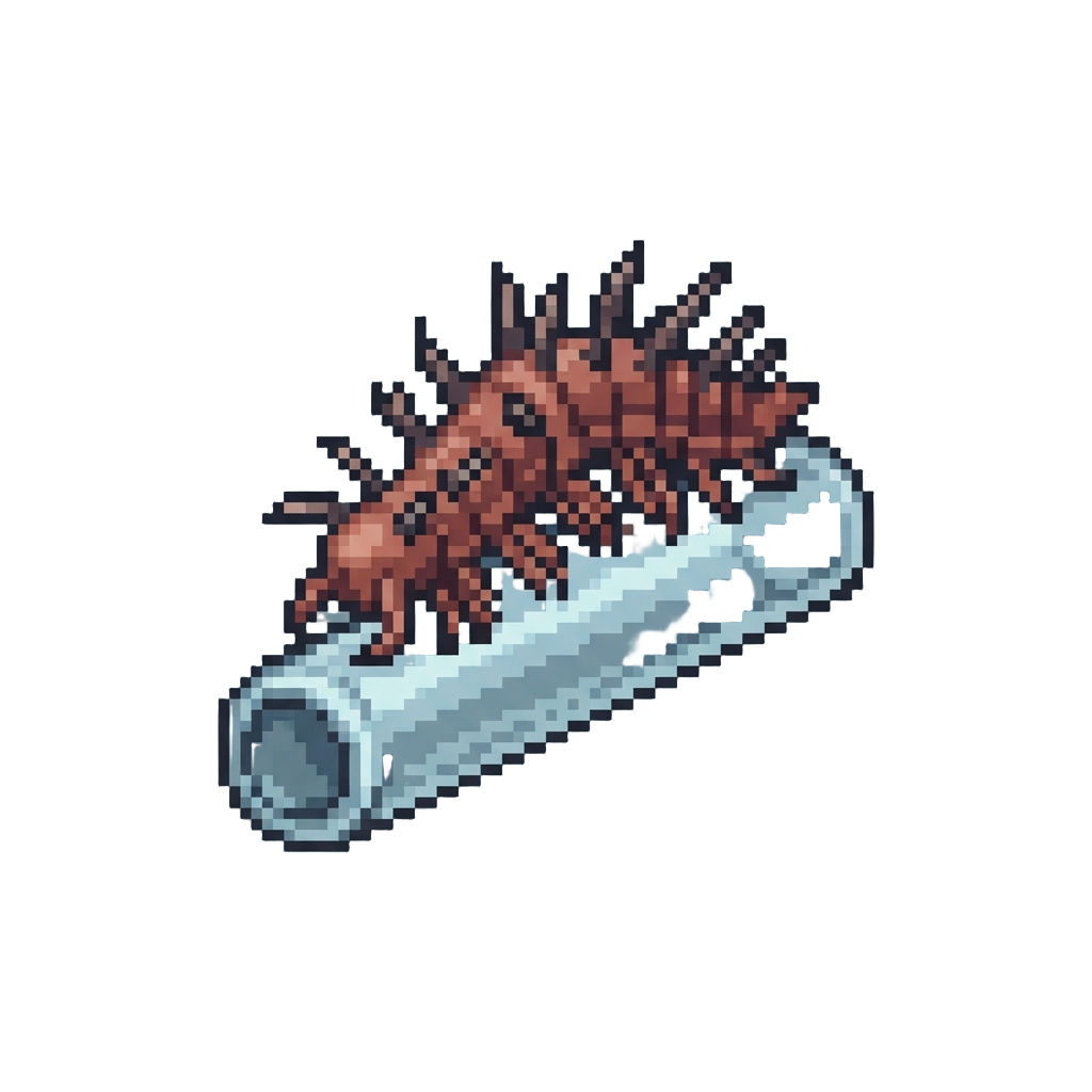 A Spiky Hallucigenia Crawling on Tube Glass